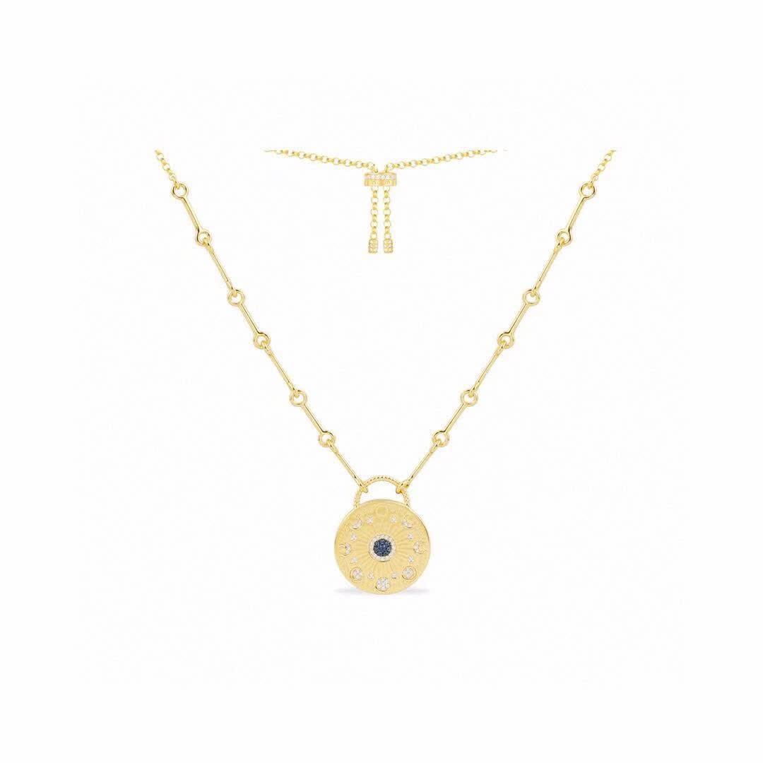 APM Monaco Gold Evil Eye Pendant Necklace